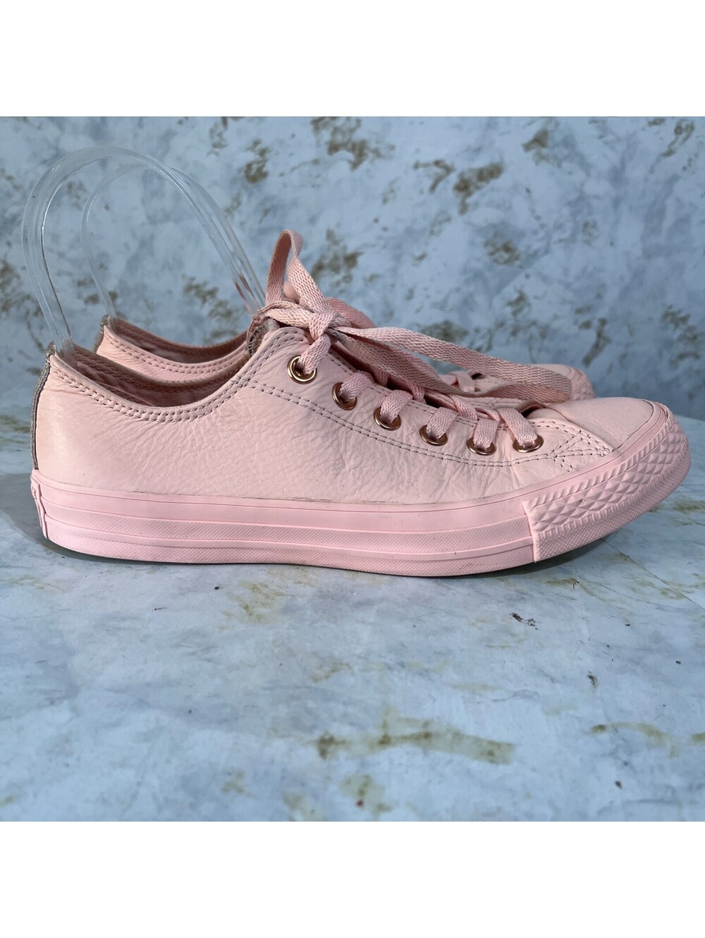 Converse All Star Chuck Taylor Womens Size 8 Shoes Pink Leather Low Top Sneakers